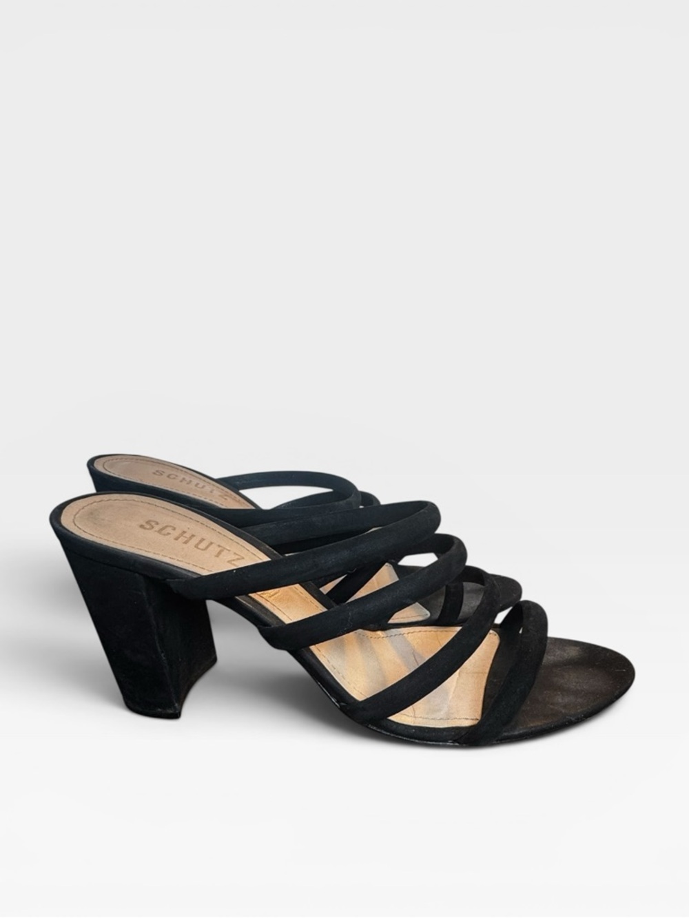 SCHUTZ Black Multi-Strap Block Heel Sandals Size 8.5